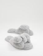 Asos Design Zia Bow Slipper Slides In Gray-grey