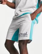 Asos Actual Relaxed Short With Ribbed Panel Detailing In Multi - Part Of A Set-white