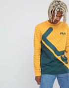 Fila Black Line Harrison Striped Panel Long Sleeve T-shirt In Yellow - Yellow