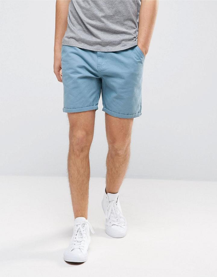 Brave Soul Basic Chino Shorts - Blue