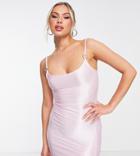 Asyou Heart Trim Leg Split Cami Dress In Pink