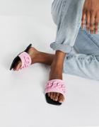 Simmi London Tashina Chain Trim Mules In Pink Croc