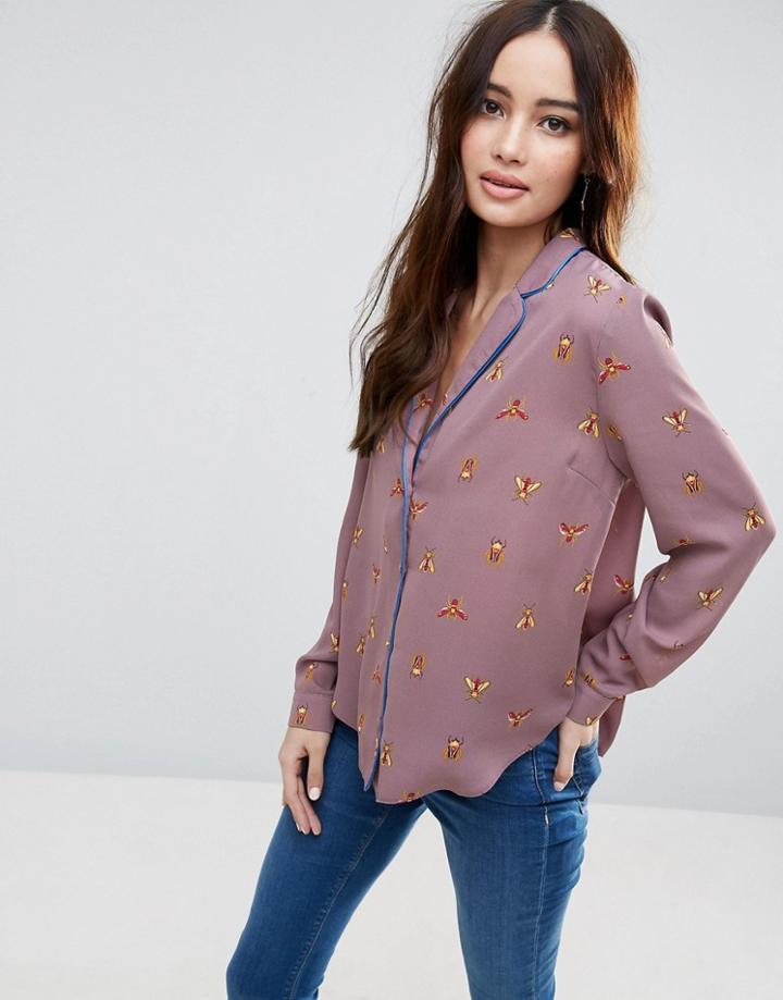 Asos Bug Print Blouse - Multi