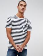 Abercrombie & Fitch Breton Stripe Icon Logo T-shirt In White/navy Stripe - White