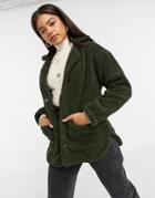 Brave Soul Kelsea Shearling Jacket-green