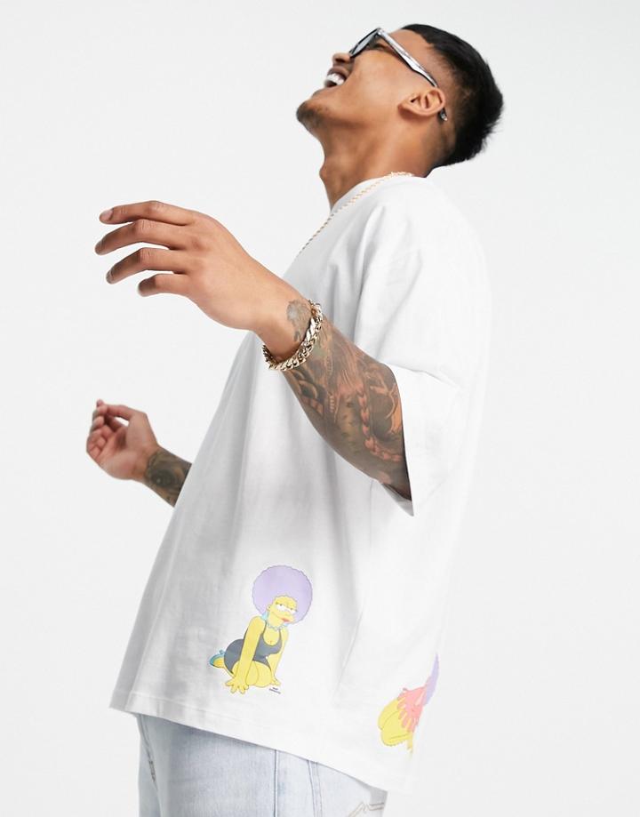 Asos Design Oversized T-shirt With Simpsons Patty & Selma Print In White