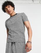 Asos Design T-shirt In Black And White Grid Jacquard