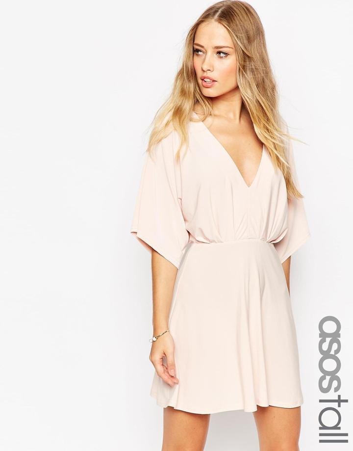 Asos Tall Kimono Plunge Mini Dress - Navy