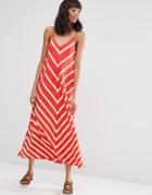 Asos Chevron Stripe Maxi Dress - Red Print