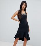 Little Mistress Petite Peplem Midi Dress-black