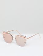 Bershka Rimless Cat Eye Sunglasses - Pink