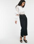Sister Jane Tailored Cigarette Pants With Ornate Waistband - Black