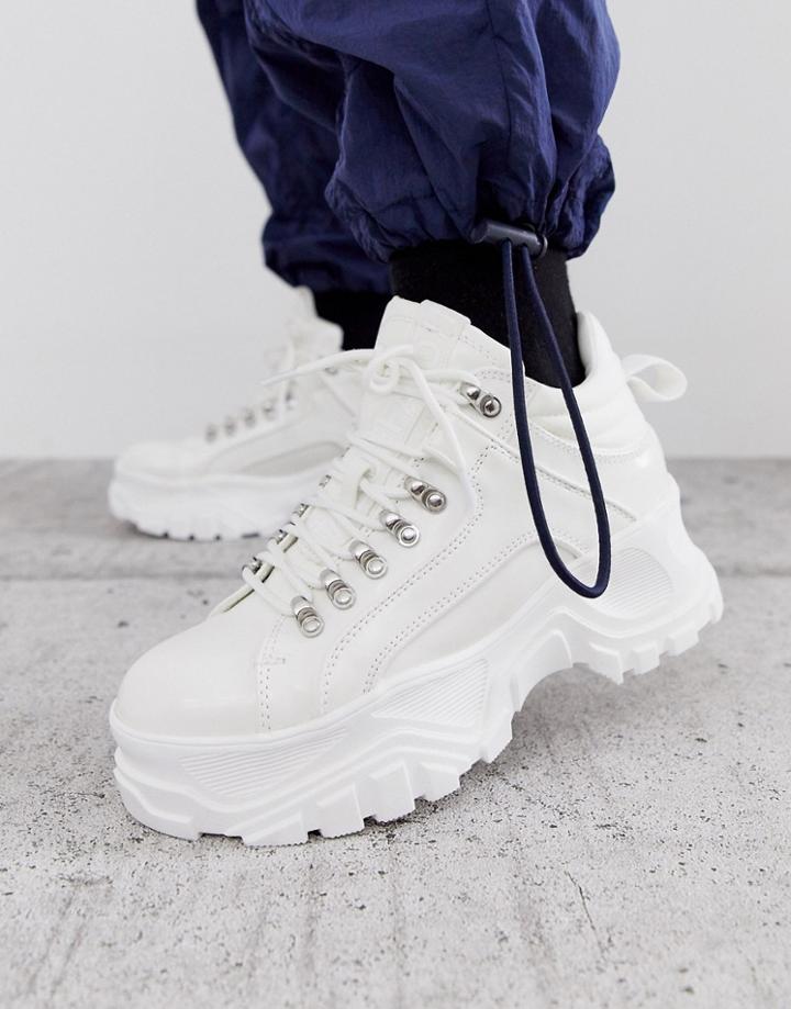 Buffalo Fina Hiking Detail Ankle Boots In White