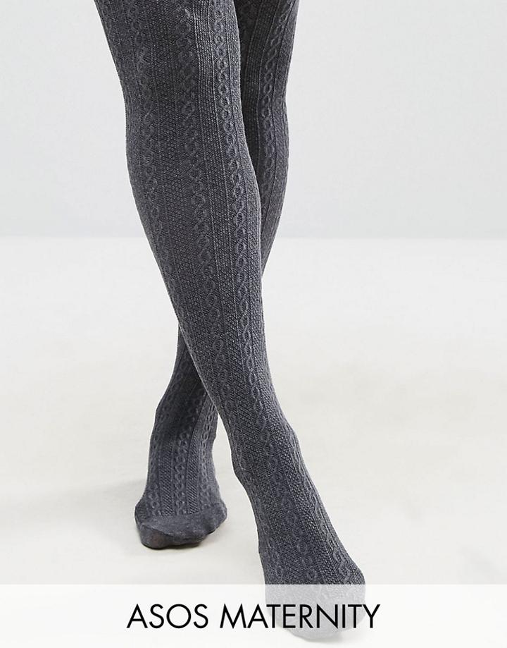 Asos Maternity 'new Improved Fit' Cable Tights - Gray