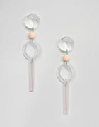 Asos Design Pastel Ball And Irridescent Shape Drop Earrings - Multi