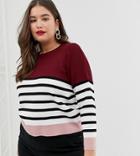 New Look Curve Color Block Sweater In Red