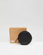 Asos Design Leather Circle Coin Purse In Black With Silver Emboss - Black