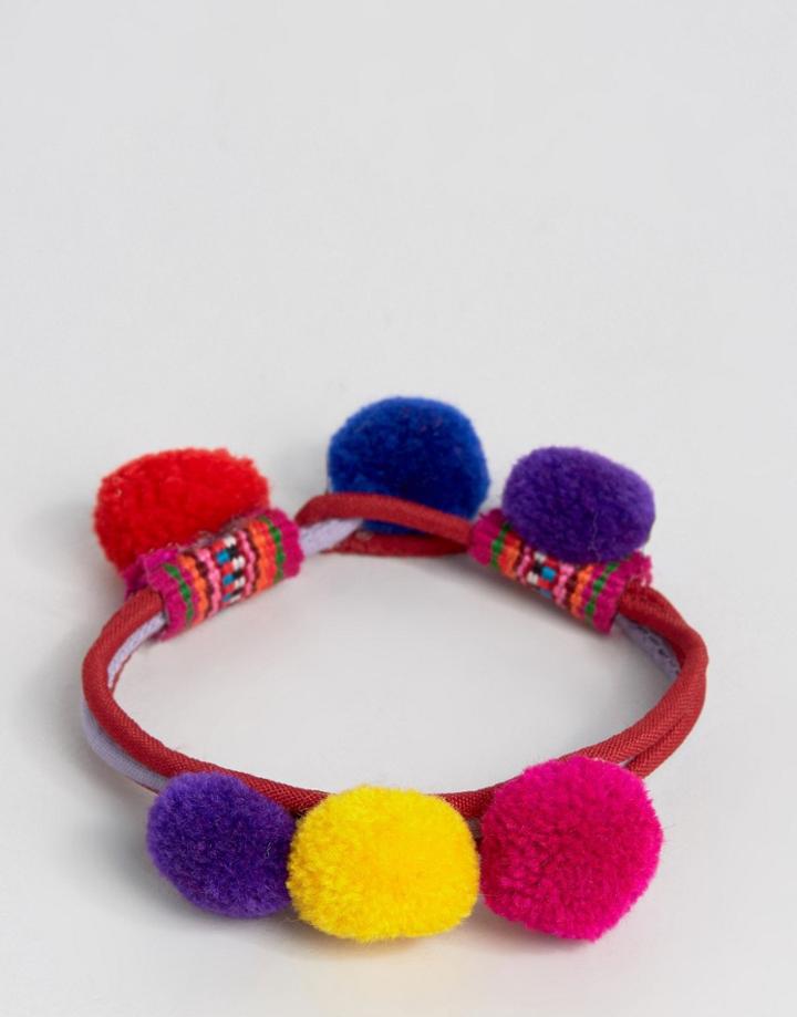 Reclaimed Vintage Bright Pom Pom Bracelet - Multi