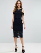 Asos Crop Top Cold Shoulder Midi Dress - Navy