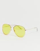Pieces Oversized Aviator Sunglasses - Yellow