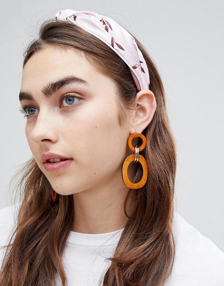 Asos Design Knot Headband In Pink Floral Print - Pink