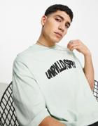 Asos Unrvlld Spply Oversized T-shirt With Graphic Print And Seam Detailing In Lime-green