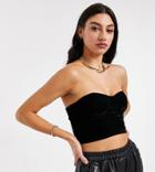 Parisiantall Bandeau Velvet Crop Top In Black