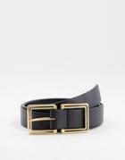 Asos Design Open Square Waist And Hip Belt In Gold Metal Work