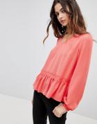 Y.a.s Lumine Drop Hem Blouse - Red