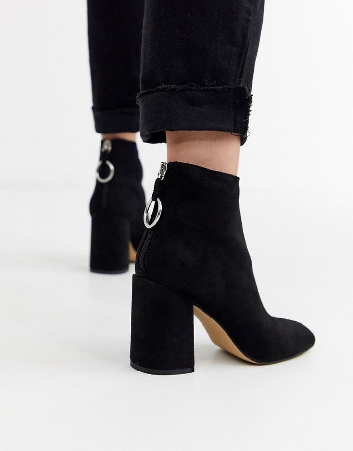 London Rebel High Block Heel Boots In Black