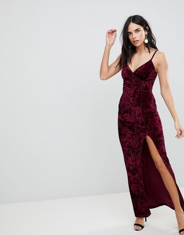 Ax Paris Maxi Dress With Split - Purple