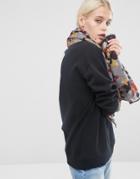 Asos Oversized Lightweight Scarf In Blown Up Camo Print - Multi