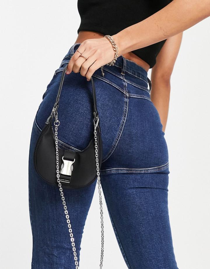 French Connection Hobo Shoulder Bag In Black With Hardware Detail