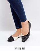 Lost Ink Wide Fit Contrast Studded Flat Shoes - Multi