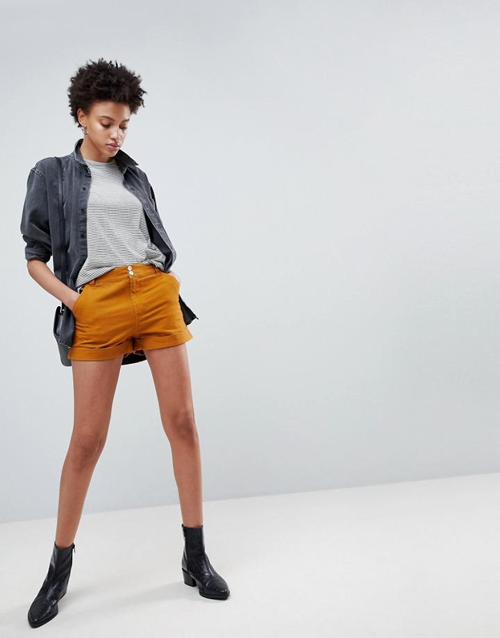 Asos Canvas Cargo Shorts In Tobacco - Brown