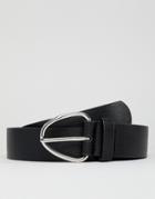 Asos Design Wide Faux Leather Belt In Black With Triangle Buckle - Black