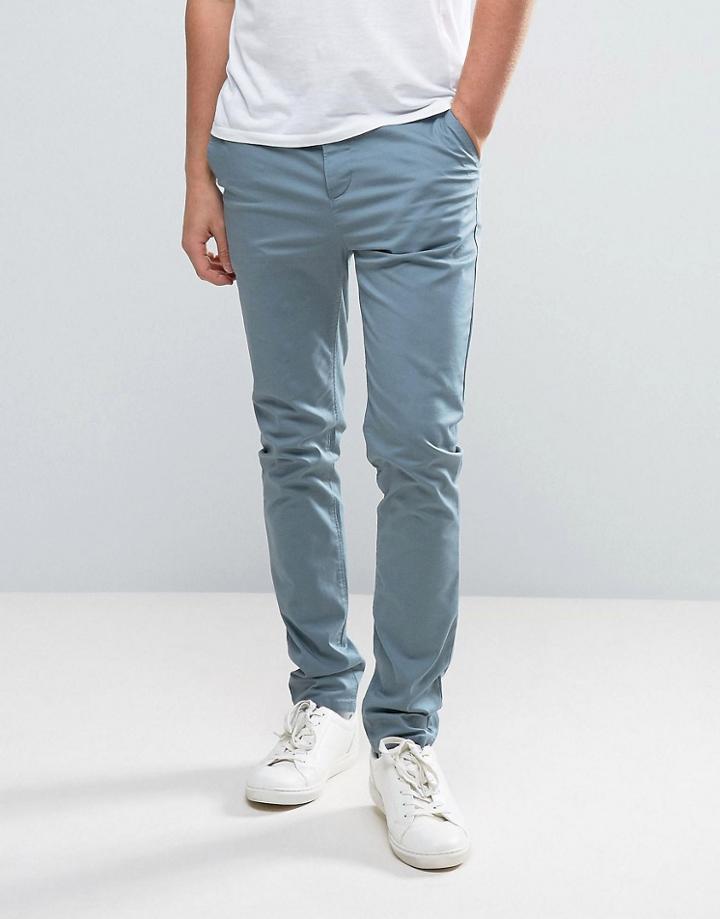 Asos Skinny Chinos In Teal - Blue