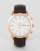 Fossil Fs5468 Townsman Leather Watch 44mm - Brown