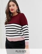 New Look Curve Color Block Sweater In Red - Red