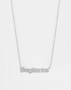 Designb London Sagittarius Stainless Steel Starsign Necklace In Silver