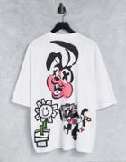 Asos Design Oversized T-shirt With Green Day Prints In White