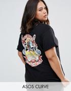 Asos Curve Boyfriend T-shirt With Iron Maiden Print - Black