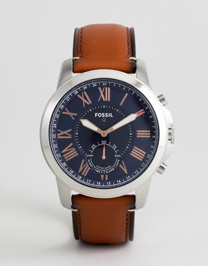 Fossil Q Ftw1122 Grant Leather Hybrid Smart Watch In Tan - Tan