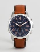 Fossil Q Ftw1122 Grant Leather Hybrid Smart Watch In Tan - Tan