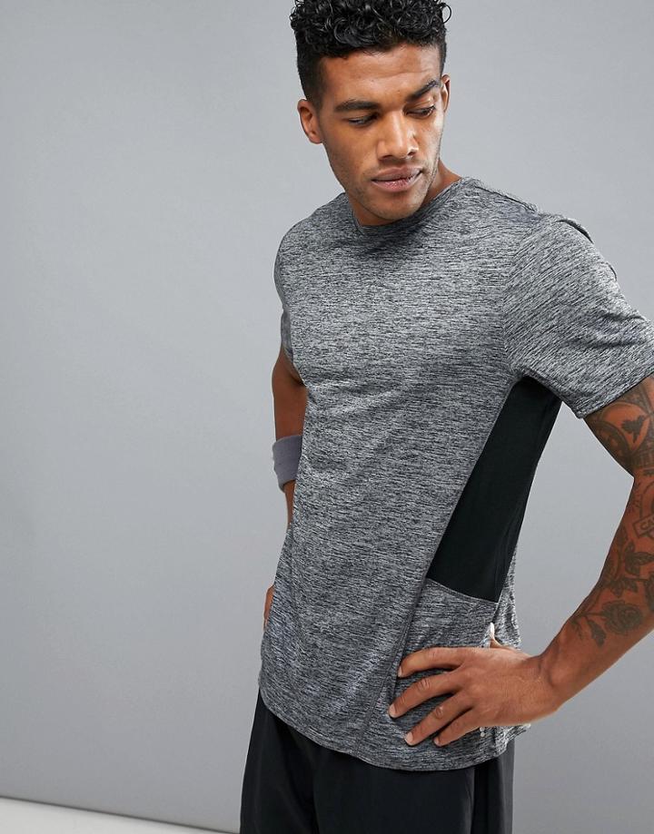 New Look T-shirt With Mesh Insert In Gray Marl - Cream