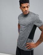 New Look T-shirt With Mesh Insert In Gray Marl - Cream