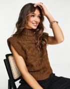 Vero Moda Recycled Poly Chunky Knit Tank Top In Brown