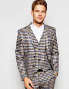 Selected Homme Exclusive Heritage Check Suit Jacket In Skinny Fit - Brown
