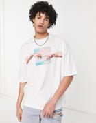 Asos Design Oversized T-shirt With Michelangelo Print In White