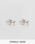 Designb Cross Stud Earrings In Sterling Silver Exclusive To Asos - Silver